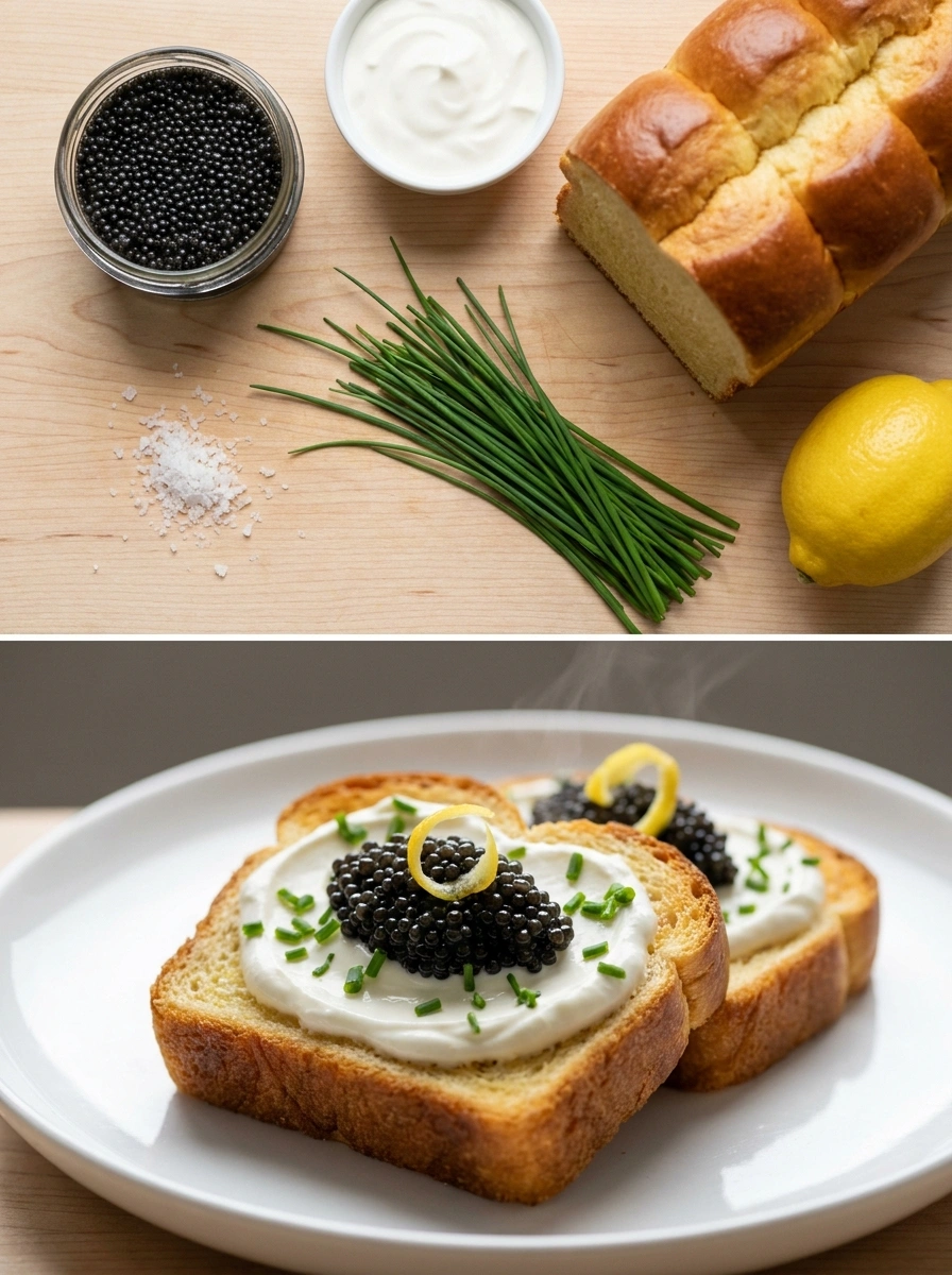 Caviar Crème Fraîche Brioche Toast